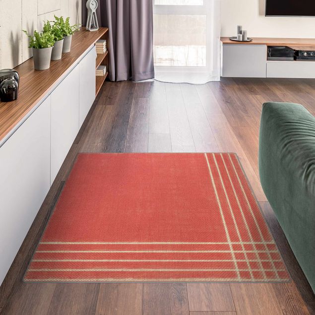 Moderne Teppiche Linien Treffen auf Rot