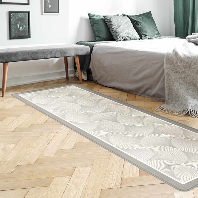Teppich - Linienmuster Grau mit Rahmen