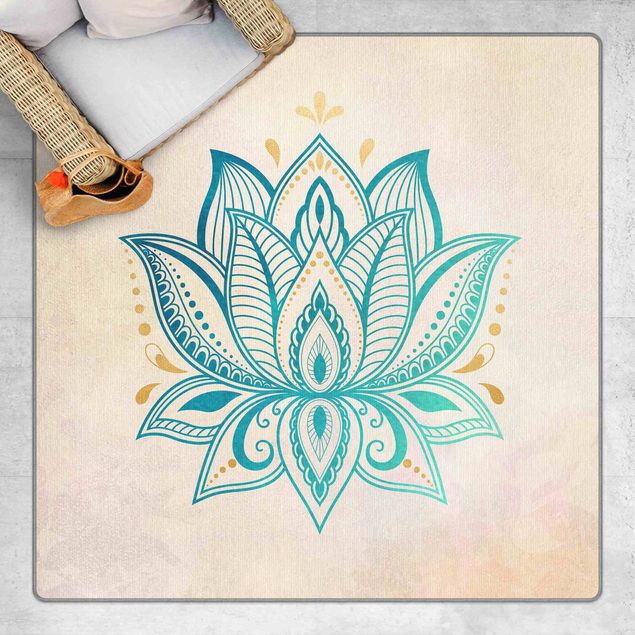 Mandala Teppich Lotus Illustration Mandala gold blau