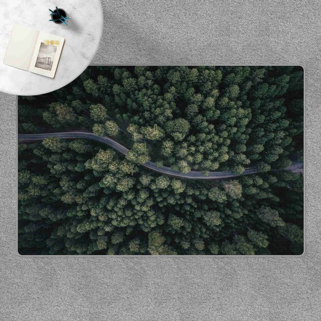 Teppich grün Luftbild - Waldstraße von Oben