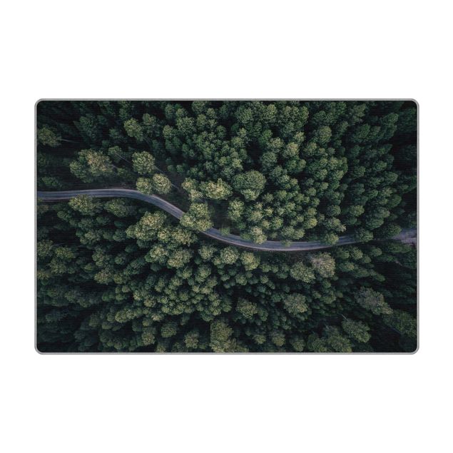Teppich - Luftbild - Waldstraße von Oben