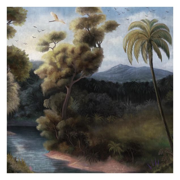 Tapete selbstklebend Malerischer Vintage Dschungel