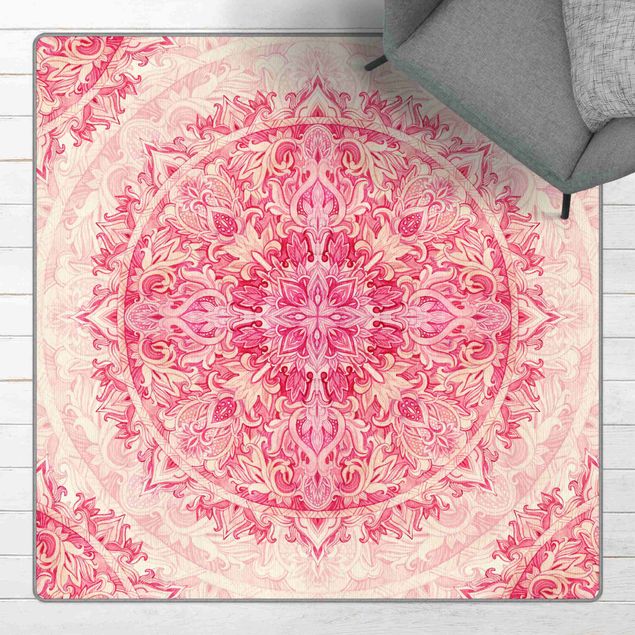 Mandala Teppich Mandala Aquarell Ornament Muster pink