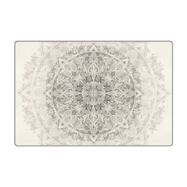 Teppich - Mandala Aquarell Ornament Muster Schwarz-Weiß