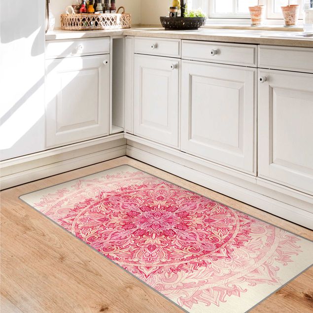 Moderne Teppiche Mandala Aquarell Ornament pink