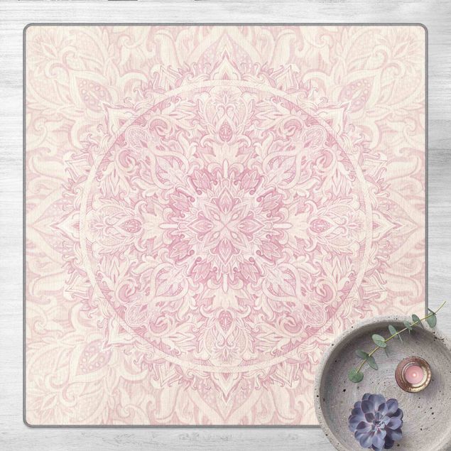 Mandala Teppich Mandala Aquarell Ornament rosa