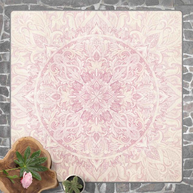 Teppich rosa Mandala Aquarell Ornament rosa
