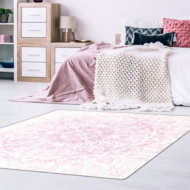 Teppiche groß Mandala Aquarell Ornament rosa