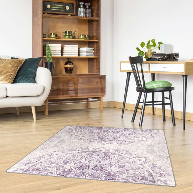 Moderne Teppiche Mandala Aquarell Ornament violett