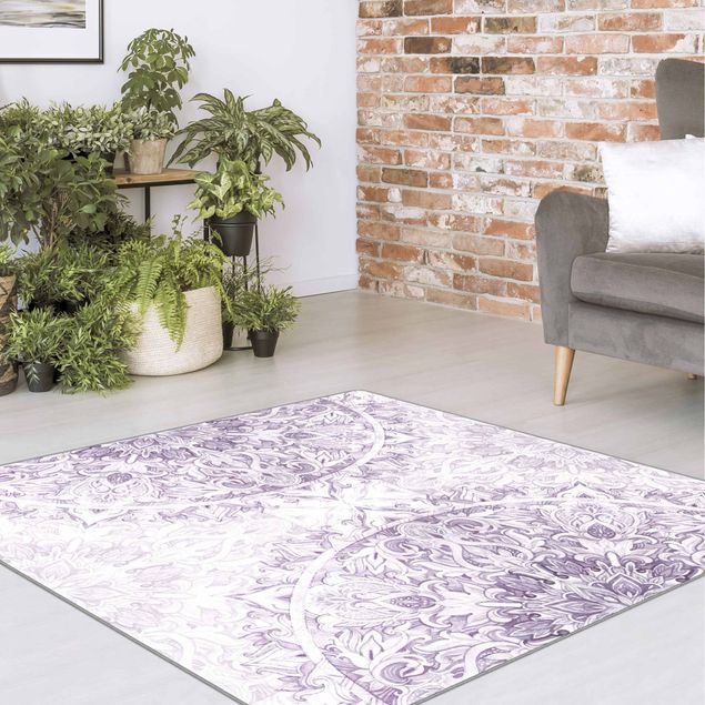 Große Teppiche Mandala Aquarell Ornament violett