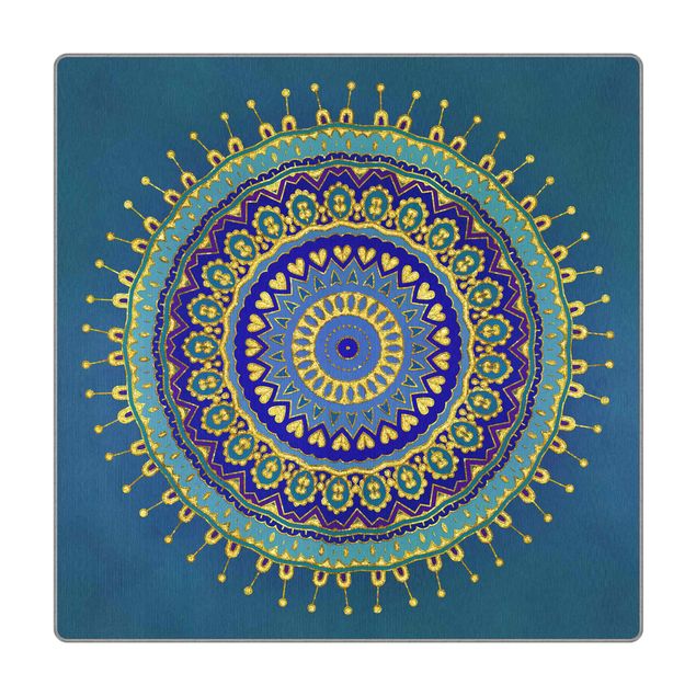 Teppich - Mandala Blau Gold
