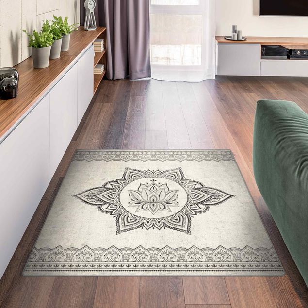 Teppich modern Mandala Lotus Betonoptik