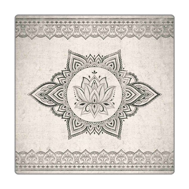 Teppich - Mandala Lotus Betonoptik