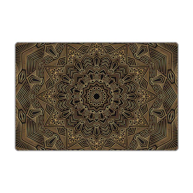 Teppich - Mandala Stern Muster gold schwarz