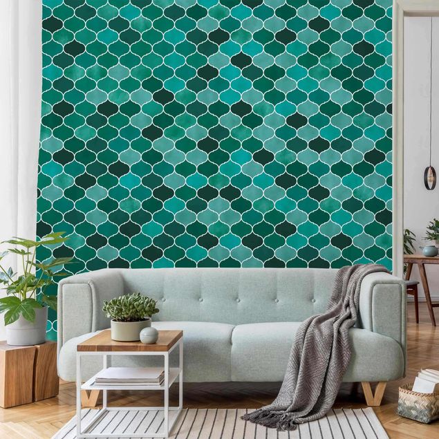 Orientalische Tapete Marokkanisches Aquarell Muster