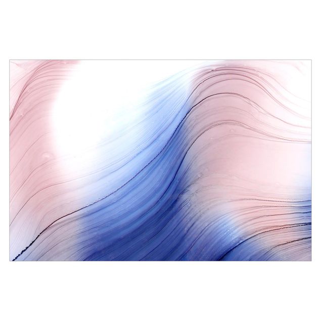 Fototapete - Melierter Farbtanz Blau mit Rosa