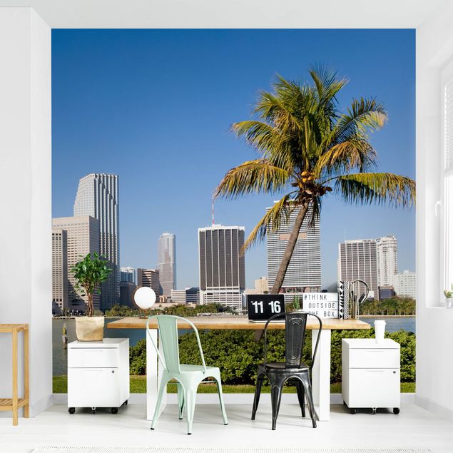 Fototapete selbstklebend Miami Beach Skyline