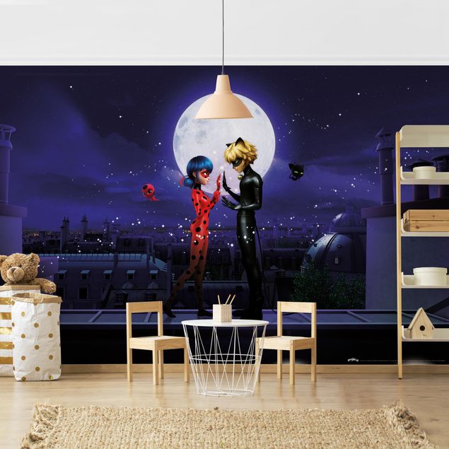 Fototapete selbstklebend Miraculous Ladybug and Cat Noir im Mondlicht