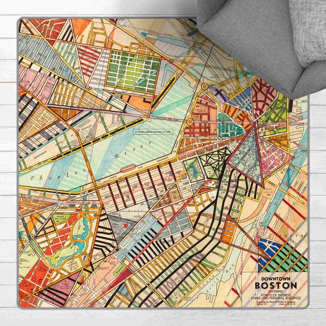 Moderner Teppich Moderne Karte von Boston