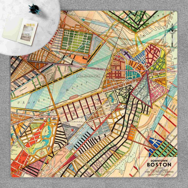 Teppich Weltkarte Moderne Karte von Boston
