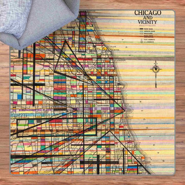 Teppich Weltkarte Moderne Karte von Chicago