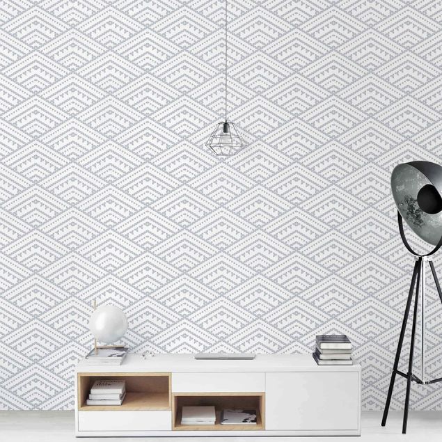 Design Tapeten Muster aus kleinen Dreiecken in Grau