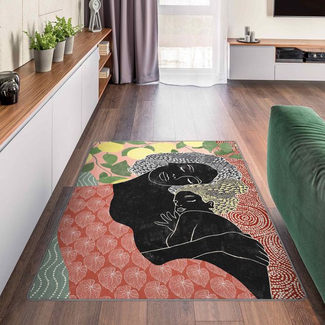 Moderner Teppich Mutter und Tochter Illustration