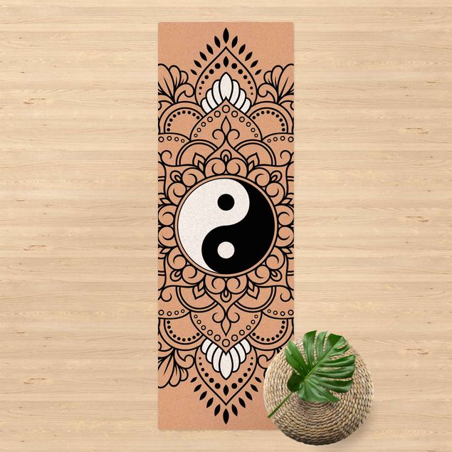 Moderner Teppich Mandala Yin und Yang