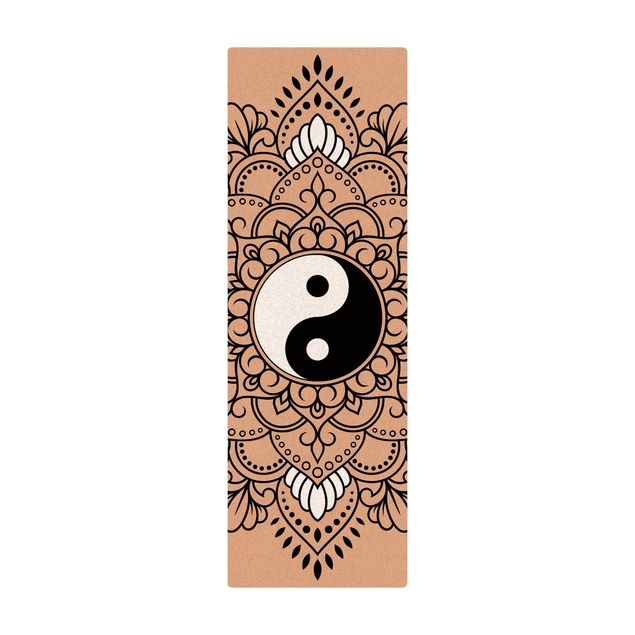 Kork-Teppich - Mandala Yin und Yang - Hochformat 1:3