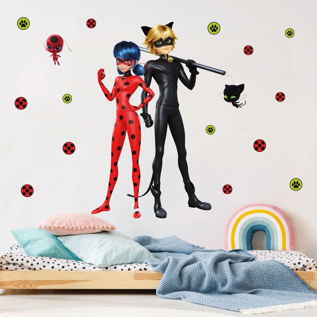 Wandtattoo 16-teilig - Miraculous Ladybug und Cat Noir sind bereit