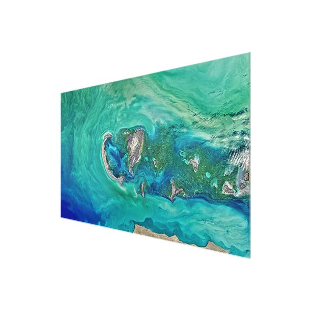 Glasbild - NASA Fotografie Kaspisches Meer - Querformat