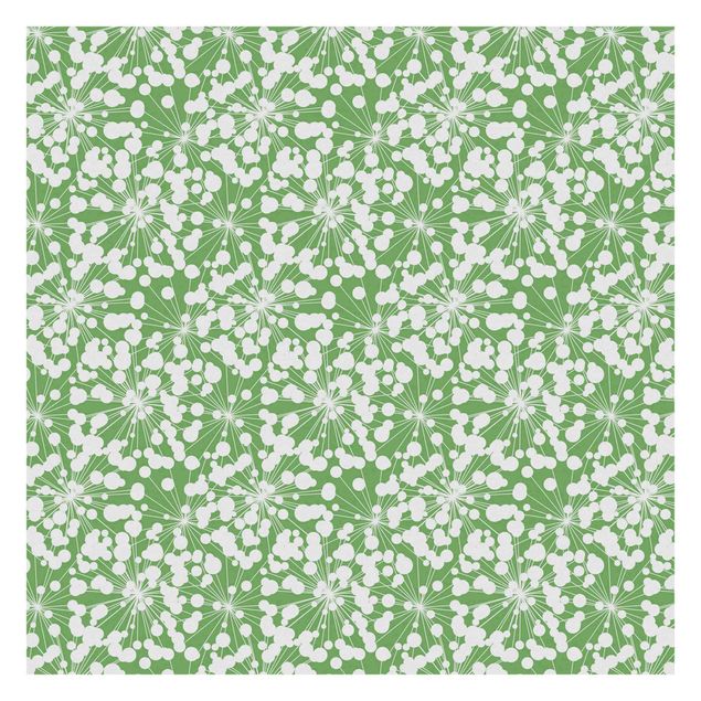 selbstklebende Tapete Natürliches Muster Pusteblume mit Punkten vor Grün