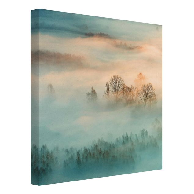 Leinwandbild Natur - Nebel bei Sonnenaufgang - Quadrat 1:1