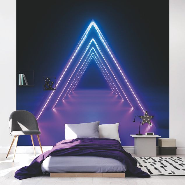 Tapete geometrische Muster Neon Dreieck