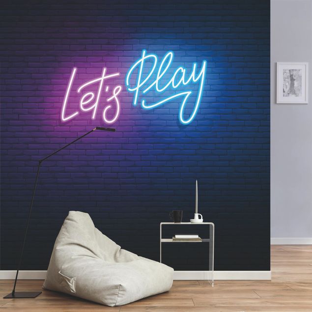 schöne Tapeten Neon Schrift Let's Play
