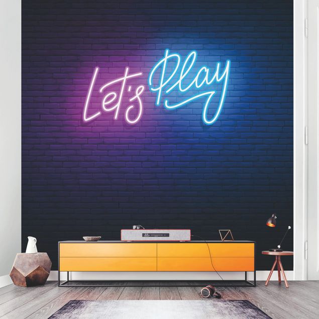 Fototapete selbstklebend Neon Schrift Let's Play
