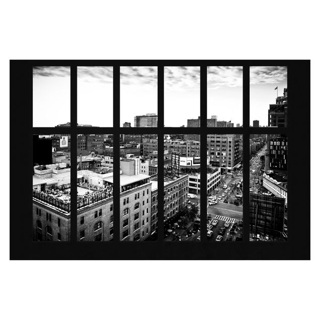 Tapeten New York Fensterblick schwarz-weiß