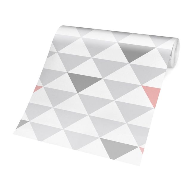 selbstklebende Tapete No.YK65 Dreiecke Grau Weiß Rosa