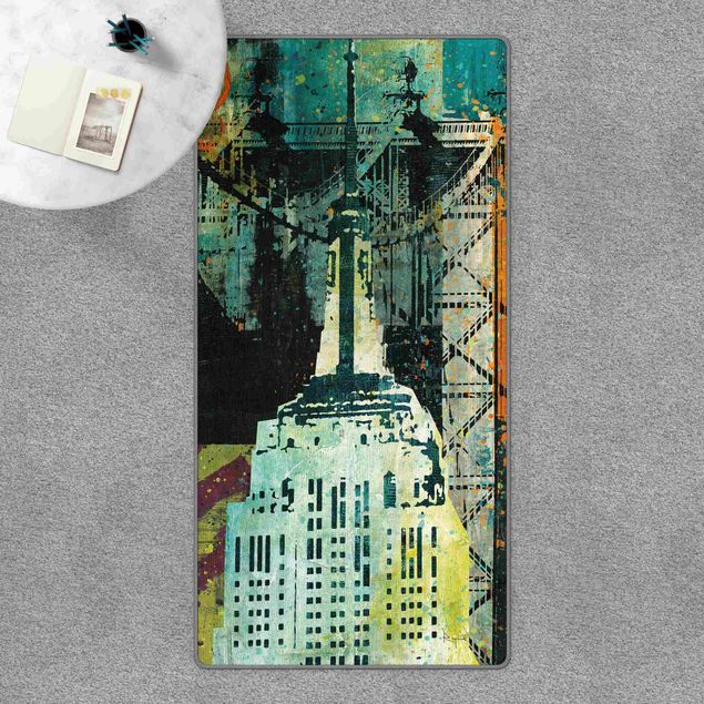 Teppich grün NY Graffiti Empire State Building