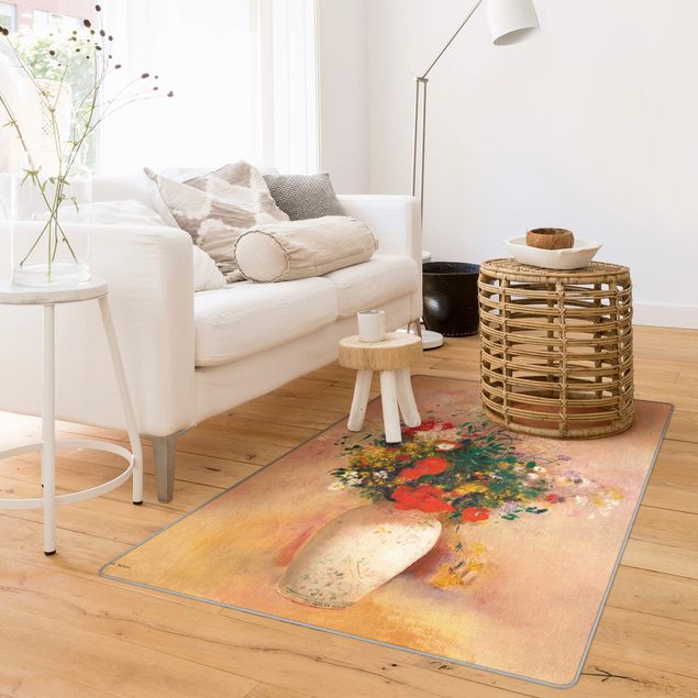 Große Teppiche Odilon Redon - Vase mit Blumen (rosenfarbener Hintergrund)