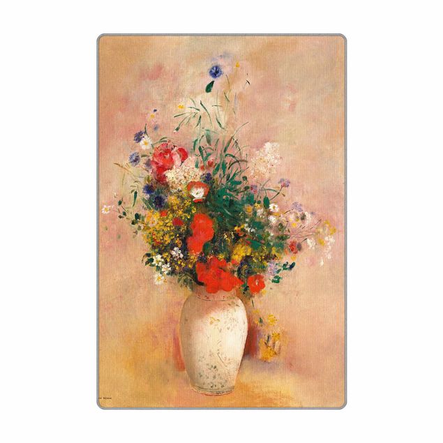 Teppich - Odilon Redon - Vase mit Blumen (rosenfarbener Hintergrund)