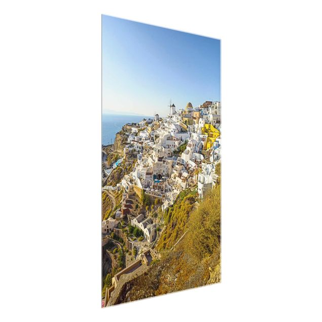 Glas Wandbilder Oia auf Santorini