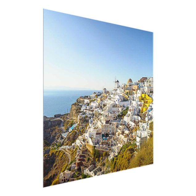 Glasbild - Oia auf Santorini - Quadrat