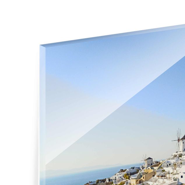 Glasbild - Oia auf Santorini - Hochformat