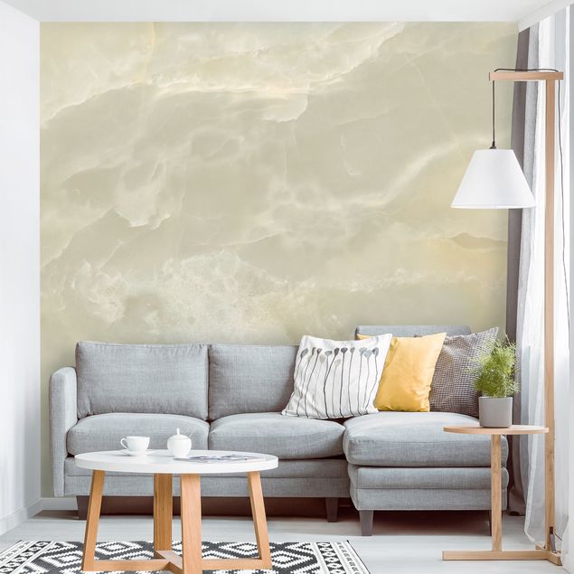 Tapeten Wohnzimmer modern Onyx Marmor Creme