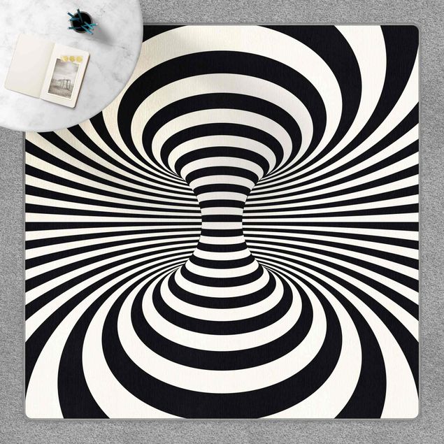 Teppich schwarz-weiß Optischer Wirbel
