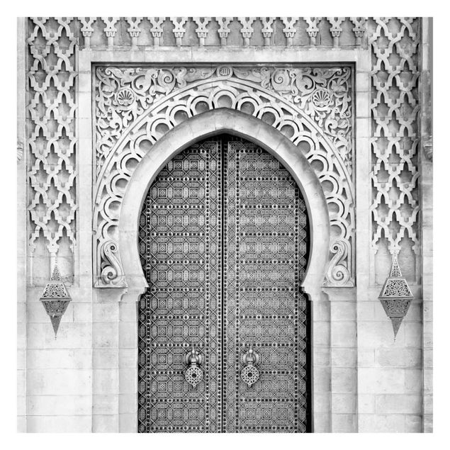 selbstklebende Tapete Oriental Gate Schwarz-Weiß