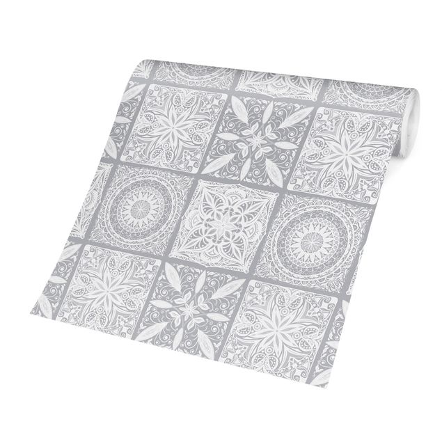 Design Tapeten Orientalischer Mandala Mustermix mit Grau