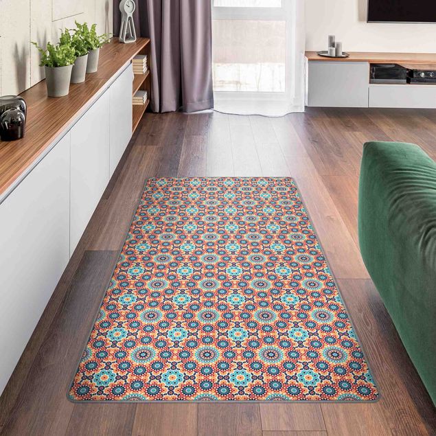 Teppich bunt Orientalisches Muster mit bunten Blumen