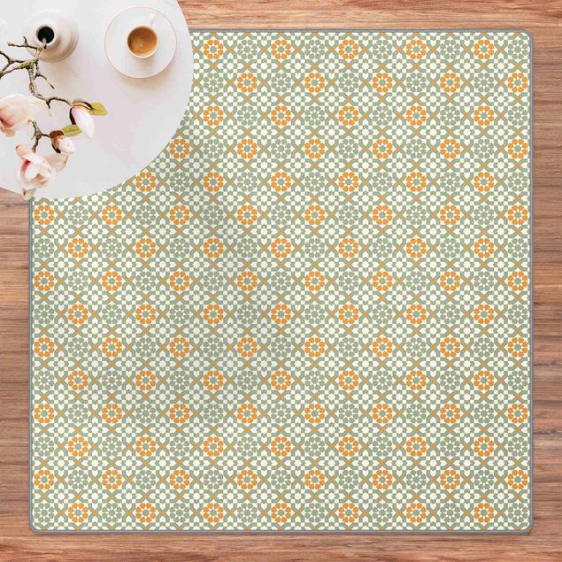 Teppich Orientalisch Orientalisches Muster mit gelben Blüten